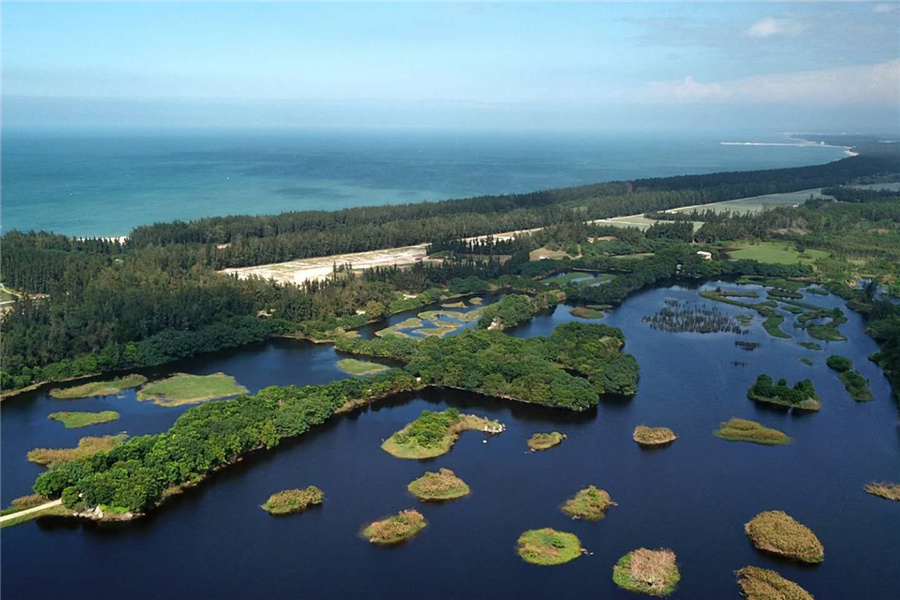 Aerial view of the Haiwei Wetland Park in Changjiang, China's Hainan Province. (Photo/hinews.cn)