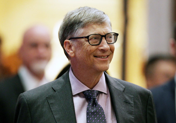 Bill Gates is seen at Peking University on March 24, 2017. (Photo by Zhu Xingxin/China Daily)