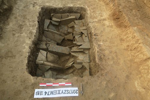 A Han Dynasty pottery figurine discovered at the Zhoukou excavation site in Henan Province (Photo/Courtesy of Liu Haiwang)