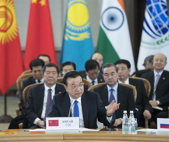 Premier Li Keqiang attends the 16th meeting of the Council of the Shanghai Cooperation Organization (SCO) Heads of Government (Prime Ministers) in Sochi, Russia, Dec 1, 2017. [Photo/Xinhua]
