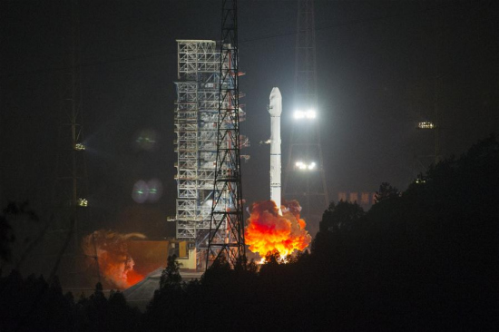 China launched Algeria's first communication satellite, Alcomsat-1, into a preset orbit from the Xichang Satellite Launch Center in the southwestern province of Sichuan early Monday, on Dec. 11, 2017. (Xinhua/Ju Zhenhua)