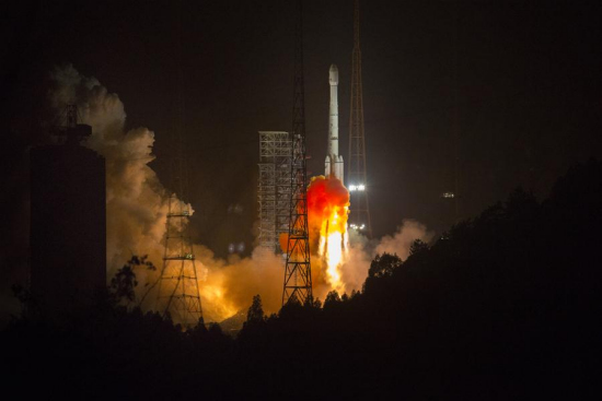 China launched Algeria's first communication satellite, Alcomsat-1, into a preset orbit from the Xichang Satellite Launch Center in the southwestern province of Sichuan early Monday, on Dec. 11, 2017. (Xinhua/Ju Zhenhua)