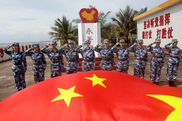 The first group of female members sent by the People’s Liberation Army (PLA) to join the garrison guarding the Nansha Islands in the South China Sea is seen in this picture taken on December 11, 2017. (Photo by Li Tang for chinadaily.com.cn)