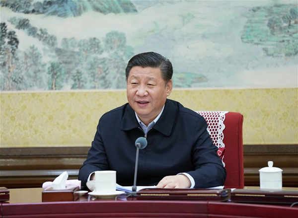 Chinese President Xi Jinping, also general secretary of the Communist Party of China (CPC) Central Committee, makes remarks at a meeting with members of the Political Bureau of the CPC Central Committee held on Monday and Tuesday. (Xinhua/Xie Huanchi)