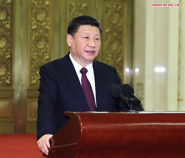Chinese President Xi Jinping speaks as he meets with Chinese diplomatic envoys to foreign countries in Beijing, capital of China, Dec. 28, 2017. (Xinhua/Ding Lin)