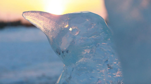 A piece of ice sculpture  Photo /CGTN