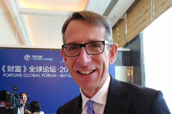 Dr Frank-Jurgen Richter, founder and chairman of Horasis, poses for a photo at the Fortune Global Forum in Guangzhou, South China's Guangdong province, Dec 6, 2017. (Photo by Wang Yanfei/chinadaily.com.cn)