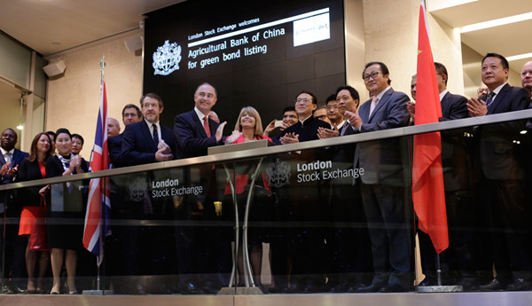 Agricultural Bank of China listed its green bond on the London Stock Exchange in October 2015. (Photo provided to chinadaily.com.cn)