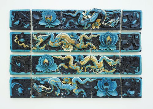 A set of Ming Dynasty dragon tiles (Photo/Courtesy of the British Museum)