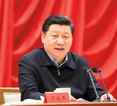 President Xi Jinping speaks at the opening of a workshop for newly elected members and alternate members of the CPC Central Committee, as well as provincial- and ministerial-level officials. He urged them to raise their political awareness and adopt a historical perspective. (Photo/Xinhua)