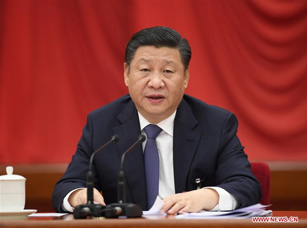 Xi Jinping, general secretary of the Communist Party of China (CPC) Central Committee, speaks at the second plenary session of the 19th CPC Central Committee, held in Beijing, capital of China, from Jan. 18 to 19. (Xinhua/Li Xueren)