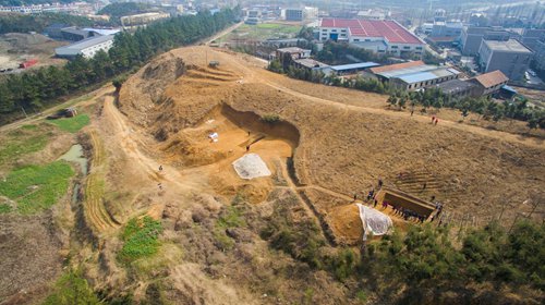 Remains of a dam at Liangzhu (Photo/Courtesy of Li Xingli)