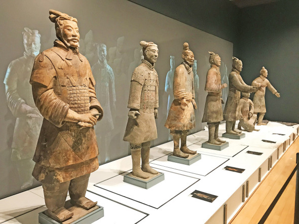 Terracotta Warriors figures on display at Liverpools World Museum. (Lei Xiaoxun / China Daily)