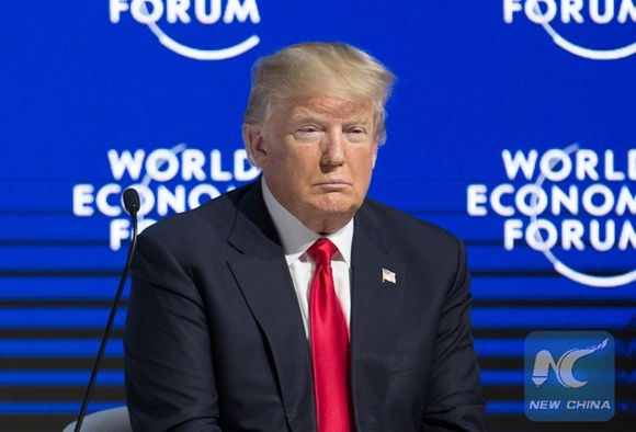 U.S. President Donald Trump attends the 48th annual meeting of the World Economic Forum (WEF) in Davos, Switzerland, on Jan. 26, 2018. (Xinhua/Xu Jinquan)