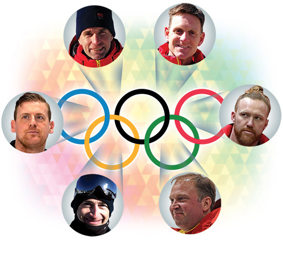 Foreigners coaching China's Olympic team, clockwise from top left: Bjorn Kristiansen, Jeff Pain, Heath Spence, Marcel Rocque, Mauro Nunez and Peter Kolder. (Photo/China Daily)