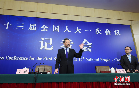 Chinese Foreign Minister Wang Yi attends a press conference on China's foreign policies and foreign relations on the sidelines of the first session of the 13th National People's Congress in Beijing, capital of China, March 8, 2018. (Photo: China News Service/Hou Yu)