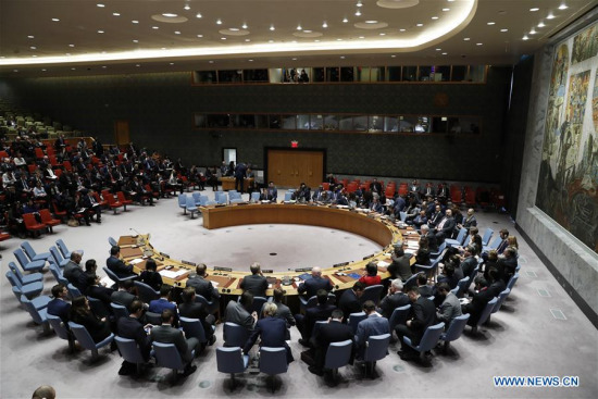 Photo taken on March 14, 2018 shows a general view of United Nations Security Council's meeting on the poisoning of a former Russian spy in Britain at the UN headquarters in New York. (Xinhua/Li Muzi)