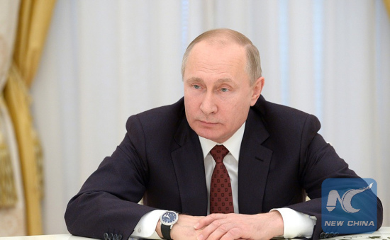 Russian President Vladimir Putin is pictured at a meeting with other presidential candidates in the Kremlin, Moscow, March 19, 2018. (Kremlin Photo)