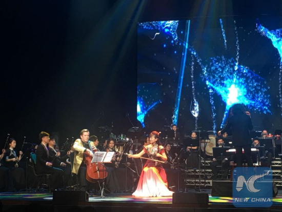 Artists from China and the United States perform in the Dolby Theater in Los Angeles, the United States on March 28, 2018. (Xinhua/Gao Shan)