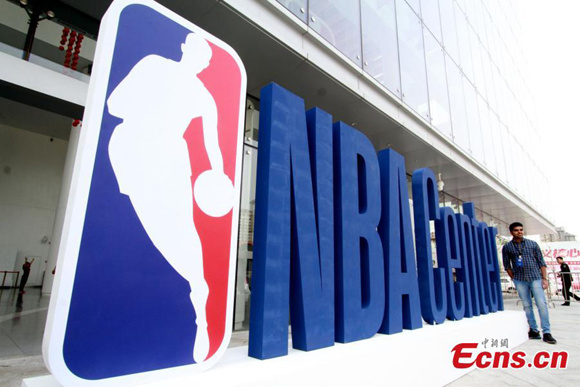 The NBA Center opens in Tianjin on April 30, 2018. Covering an area of 12,000 square meters, it is the world's first NBA-themed structure offering standard NBA basketball courts, a children's game center and a store. (Photo: China News Service/Zhang Daozheng)