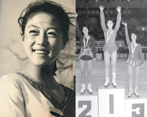 From left: The 1980 Olympian in her younger days; Bao stands atop the podium after winning gold at the 1983 National Games. (Photo/Xinhua)