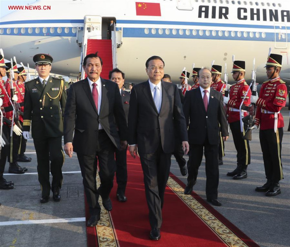 Chinese Premier Li Keqiang arrives in Jakarta, Indonesia, May 6, 2018, for an official visit to the country. (Xinhua/Pang Xinglei)