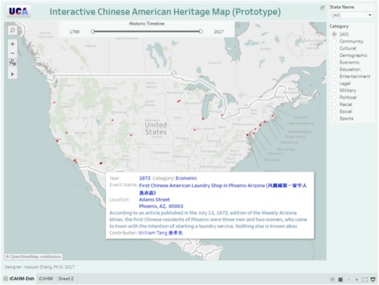 A website screenshot of the Interactive Chinese American Heritage Map