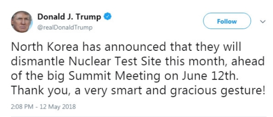 The screenshot shows Trump's tweet
