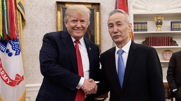 US President Donald Trump meets with President Xi Jinping's special envoy and Vice-Premier Liu He at the White House on May 17, 2018. (Photo/Donald Trump's Twitter account)