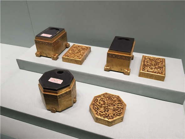 Qing emperors' inkstones are among artifacts at new exhibitions in the Palace Museum in Beijing. Photos By Wang Jing and Wang Kaihao/China Daily