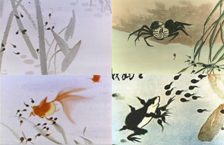 The first complete ink-and-wash animated cartoon Baby Tadpoles Look for Their Mother