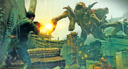 Hero Joseph Capelli battles the Chimera in a scene from the 3D game Resistance 3, a science-fiction thriller developed with the use of software made by Autodesk Inc. [Photo/China Daily]