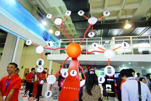 Telecom technologies on display at an international exhibition in Beijing. ZTE Corp is the world's fifth-largest telecom equipment supplier by sales. [Photo/China Daily] 