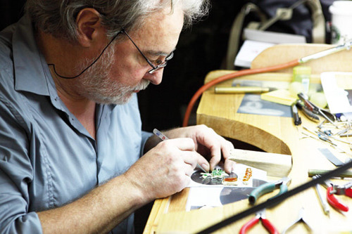 A French designer at TTF creates a jewelry piece. Provided to China Daily