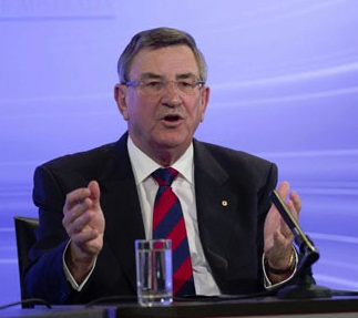John Lord, chairman of the Australian division of the Chinese telecom equipment firm Huawei, addresses the National Press Club in Canberra October 24, 2012. [Photo/Agencies]