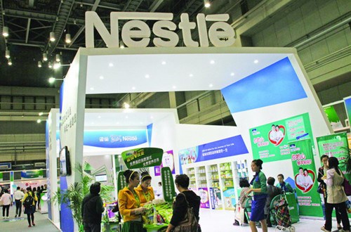 Nestle SA's booth at a trade show in Beijing in October. The Chinese health food market has reached 105 billion yuan ($16.87 billion) in 2011, with an annual increase of 11.4 percent since 2006, according to the State Food and Drug Administration. [Photo / China Daily]