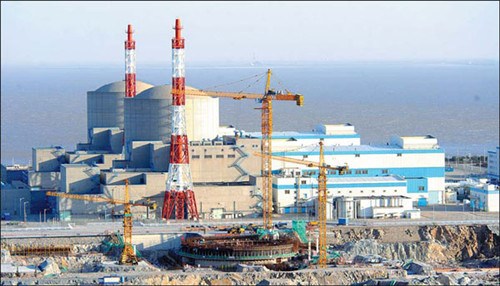 The construction site of the Tianwan Nuclear Power Plant in Lianyungang, Jiangsu province. China's nuclear plant construction, after a 20-month halt due to the Fukushima Daiichi disaster in Japan, gradually resumed by the second half of last year. Geng Yuhe/For China Daily