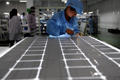 A solar-panel factory in Yongkang, Zhejiang province. [Photo/China Daily]