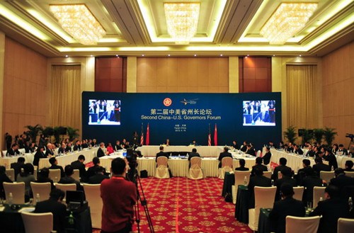The Second China-US Governors Forum is held on April 16 in Tianjin. [Photo/Xinhua]