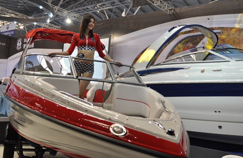 Yachts on show during China (Shanghai) International Yacht Show in April. The yacht market in China, especially in the Yangtze River Delta region, where there is abundant water, is expanding rapidly. Small yachts are very popular in the Chinese market. [Photo/Provided to China Daily]