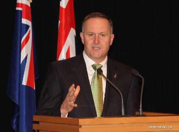 New Zealand Prime Minister John Key speaks during a press conference at Parliament Building in Wellington, New Zealand, Aug. 19, 2013. Another New Zealand milk product has been found to be contaminated after being dispatched for export to China, but New Zealand officials said Monday that none of the products had reached consumers. (Xinhua/Huang Xingwei)
