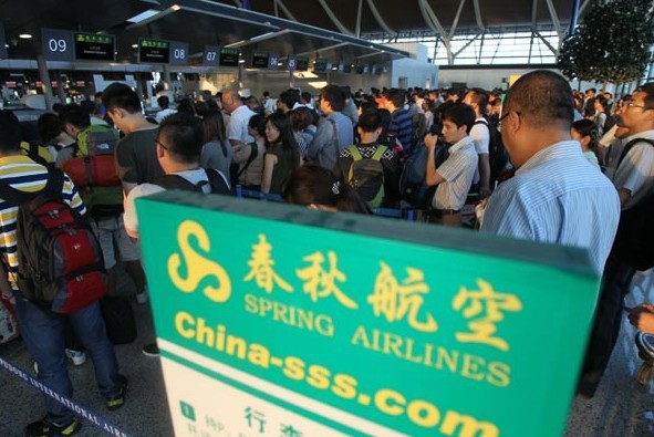 From Oct 27, the Shanghai-based Spring Airlines will start thrice-weekly flights on the route, on Wednesdays, Fridays and Sundays, taking about two hours and 10 minutes. Provided to China Daily