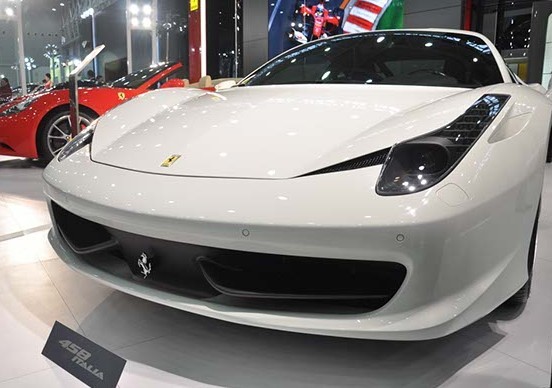 The Ferrari 458 Italia at the expo. Photos Provided to China Daily