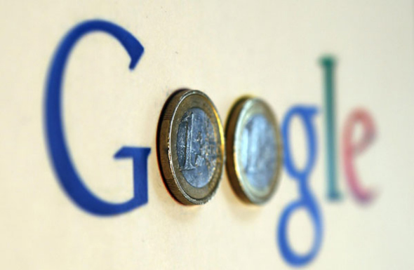 An illustration picture shows a Google logo with two one Euro coins, taken in Munich in this Jan 15, 2013 file photograph. [Photo/Agencies] 