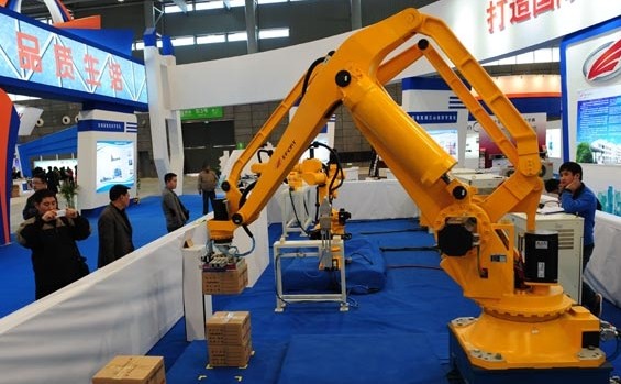 An international industrial robotics exhibition in Hefei, Anhui province. China now ranks as the globe's sixth-largest market in terms of robot installation. Provided to China Daily