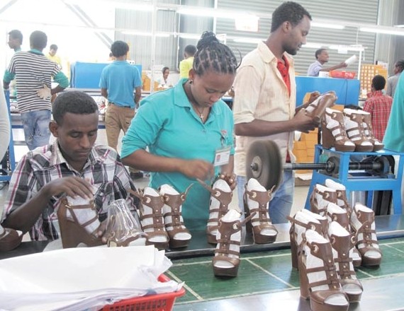 The Huajian shoe factory employs 3,000 local workers in Ethiopia. Wang Chao / China Daily  