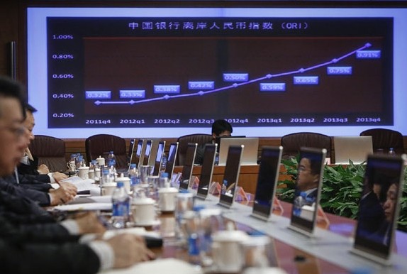 Bank of China Ltd officially launches the BOC Offshore Renminbi Index in Beijing on Tuesday. The index tracks offshore use of the yuan. Kuang Linhua / China Daily   