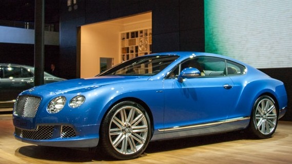 A Bentley GT Speed model is pictured at a Shanghai auto show, April 20, 2013. [Photo by Hao Yan / chinadaily.com.cn]