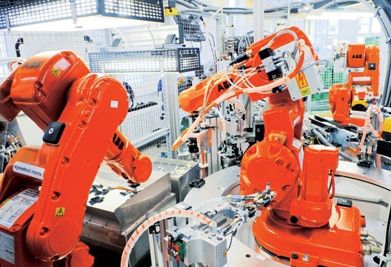 Robots made by ABB Group are helping China keep up its rapid pace of urbanization. Photos provided to China Daily  