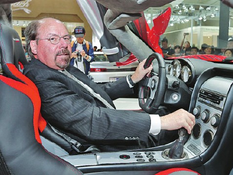 Steven Saleen gets behind the wheel of a Super S7 at this year's Beijing auto show. Provided to China Daily  